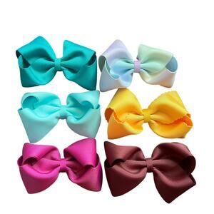 Merce & Me 6" Hair Bow Lot Double Lined Grosgrain Ribbon Alligator Clip Baby